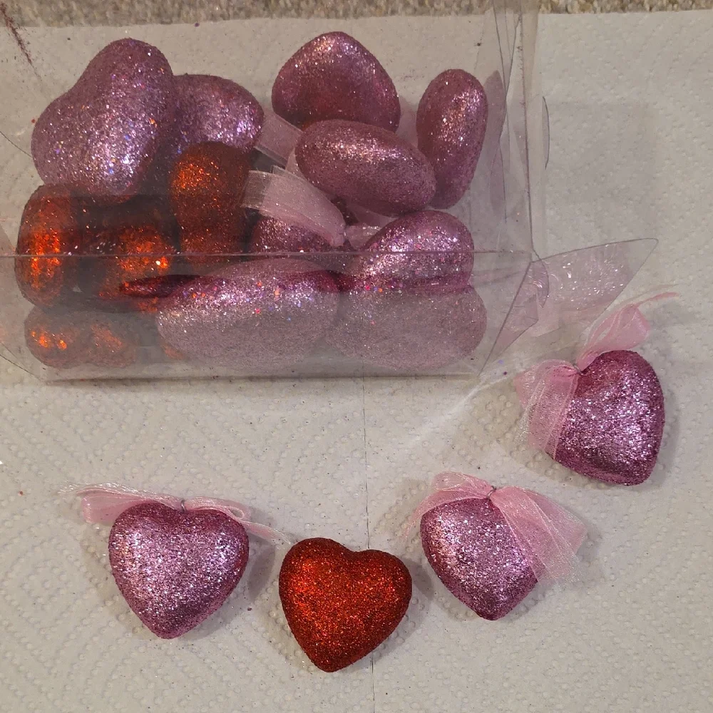 Glitter Heart Party Decorations - Pink and Red